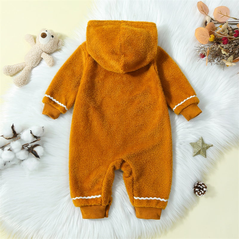 Christmas Fuzzy Hooded Jumpsuit for Infants 0-24M