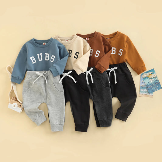 Toddler Letter Print Long Sleeve Top and Pants Set