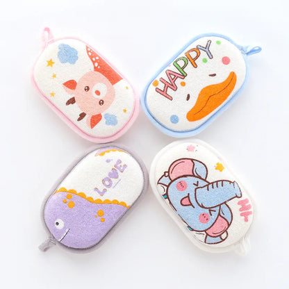 Cartoon Baby Bath Sponge and Scrubbing Towel for Newborns