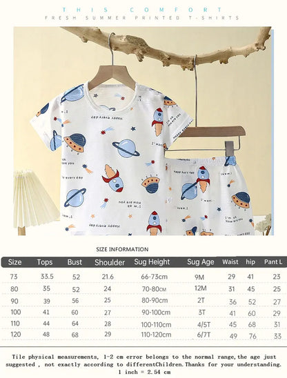 Cute Cartoon Baby Pajama Set - Short Sleeve Sleepwear