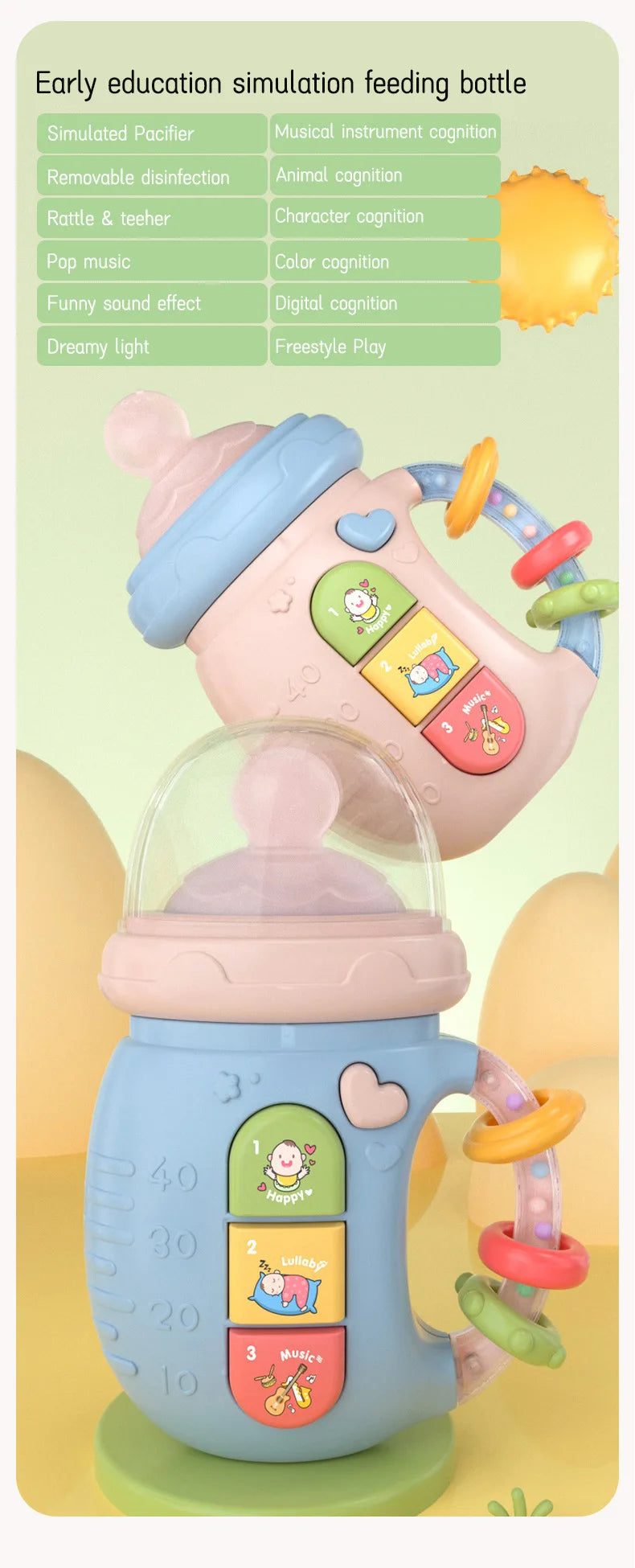 Musical Soothing Bottle Toy for Babies 18M+
