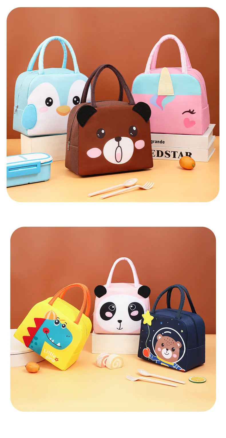 Cartoon Kinder Lunch Bag Wärmedämmung Aluminiumfolie Hochwertiges wasserdichtes Oxford-Gewebe Tragbare Lunch Bags Tote Neu