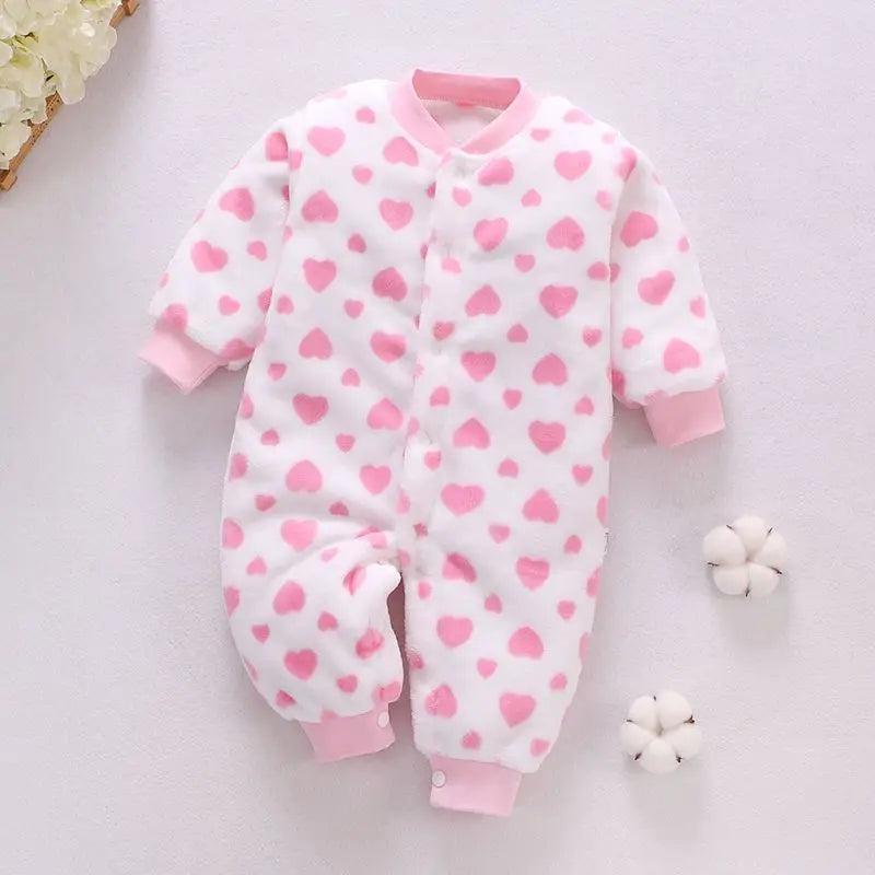 Soft Flannel Infant Jacket and Jumpsuit for Newborns 0-18 Months