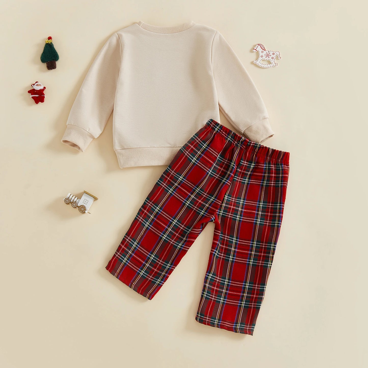 Infant Boys Christmas Sweatshirt & Plaid Pants Set 0-3Y
