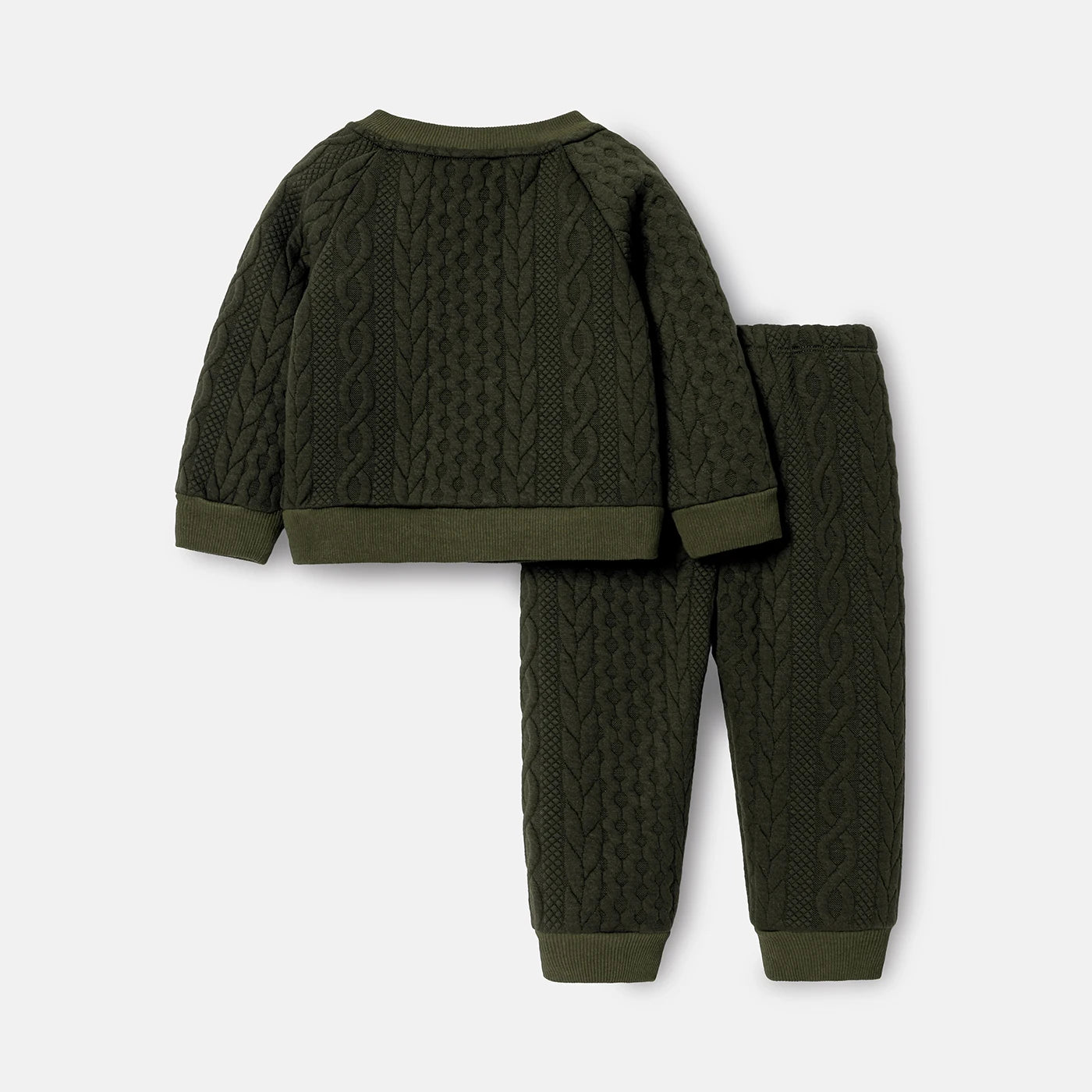 Baby Boy Cable Knit Sweatshirt & Pants Set - Soft & Cozy