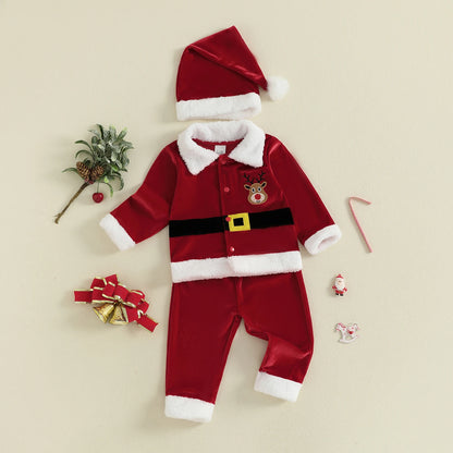 Velvet Christmas Outfit Set for Infant Boys and Girls