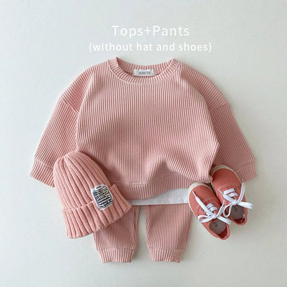 Toddler Boys' Waffle Cotton Sweatshirt and Pants Set