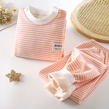Warm Kids' Autumn/Winter Plush Top and Pants Set