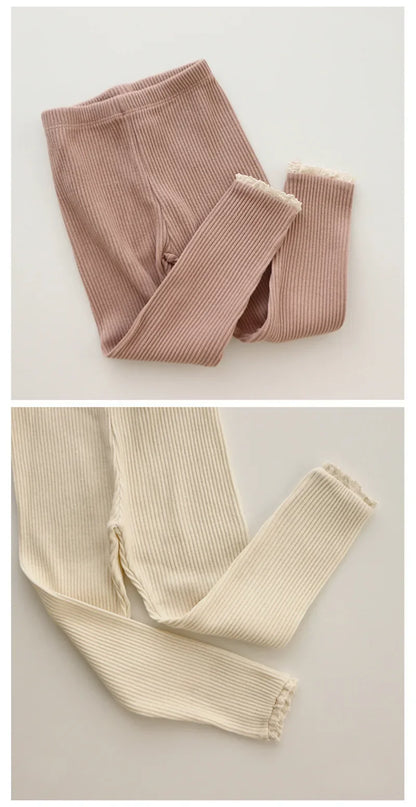 Ribbed Lace Leggings for Toddler Girls and Boys