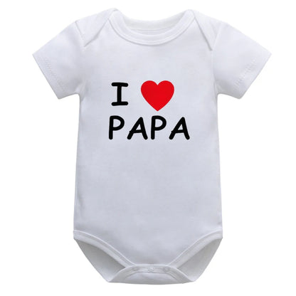 Cotton Short Sleeve I Love Mom & Dad Baby Romper