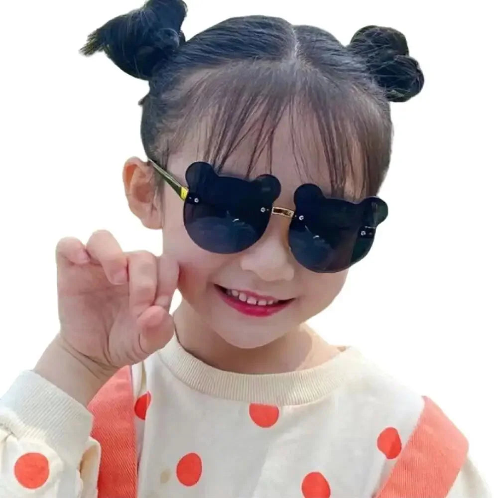 Cute Bear Ears Rimless Sunglasses for Kids