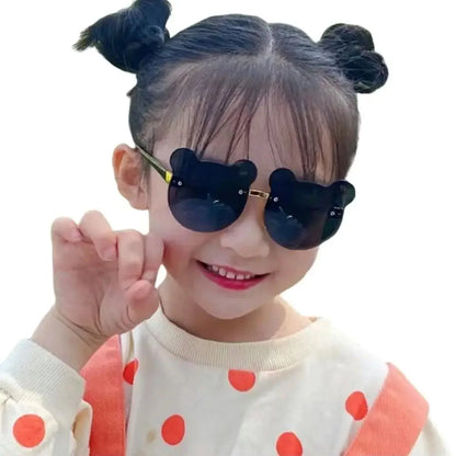Cute Bear Ears Rimless Sunglasses for Kids