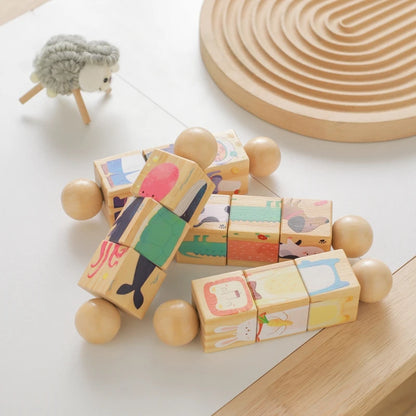 Wooden Montessori Musical Rattle Hand Bell for Babies