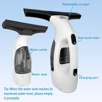 Cordless Electric Window Vacuum with Microfiber Cloth