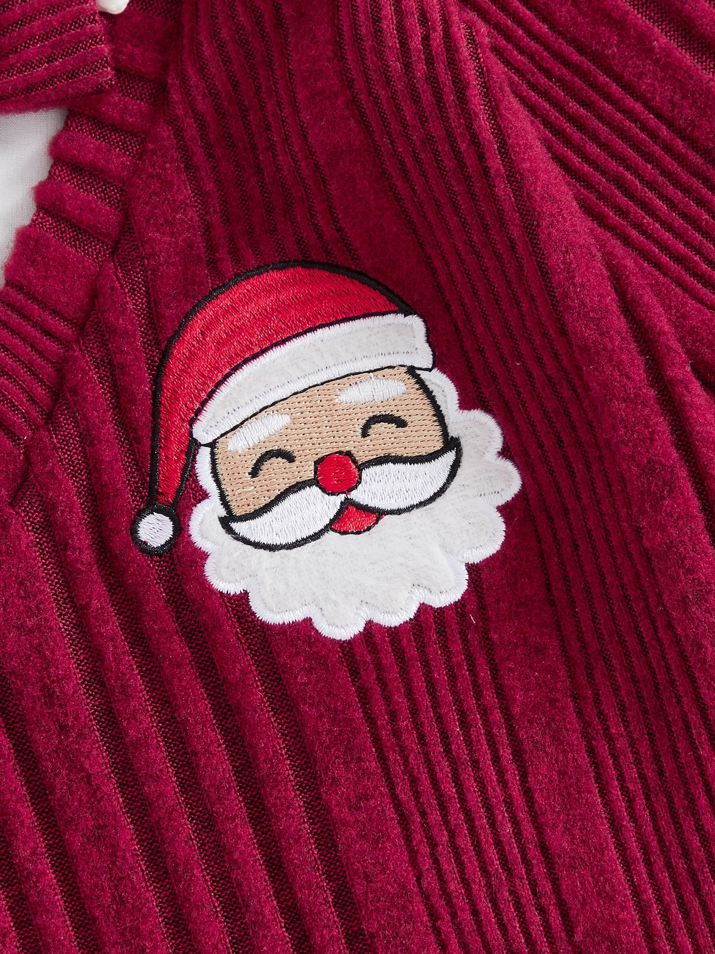 Baby Boy Christmas Ribbed Romper with Santa Design