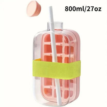 2-in-1 Ice Cube Bottle with Easy Press Release Tray