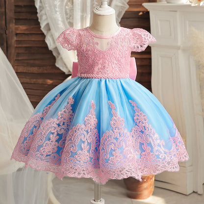 Floral Embroidery Lace Baby Dress for Girls 0-5T
