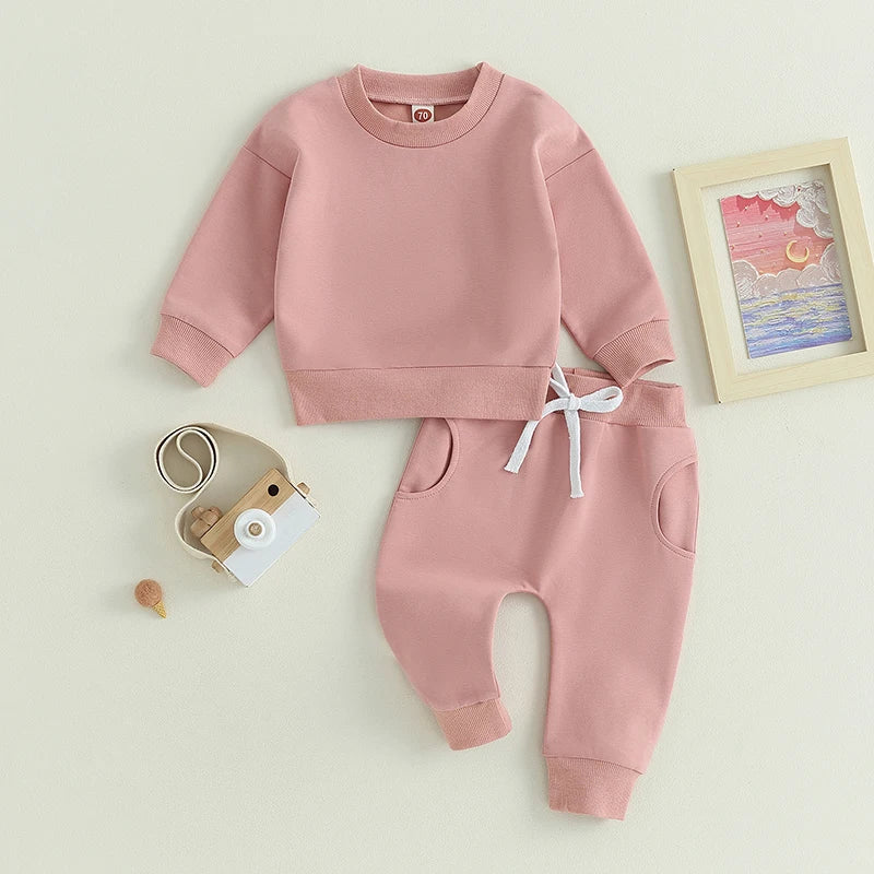 Newborn Long Sleeve Sweatshirt and Pants Set for Fall