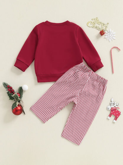 Toddler Christmas Dog Embroidered Sweatshirt and Pants Set
