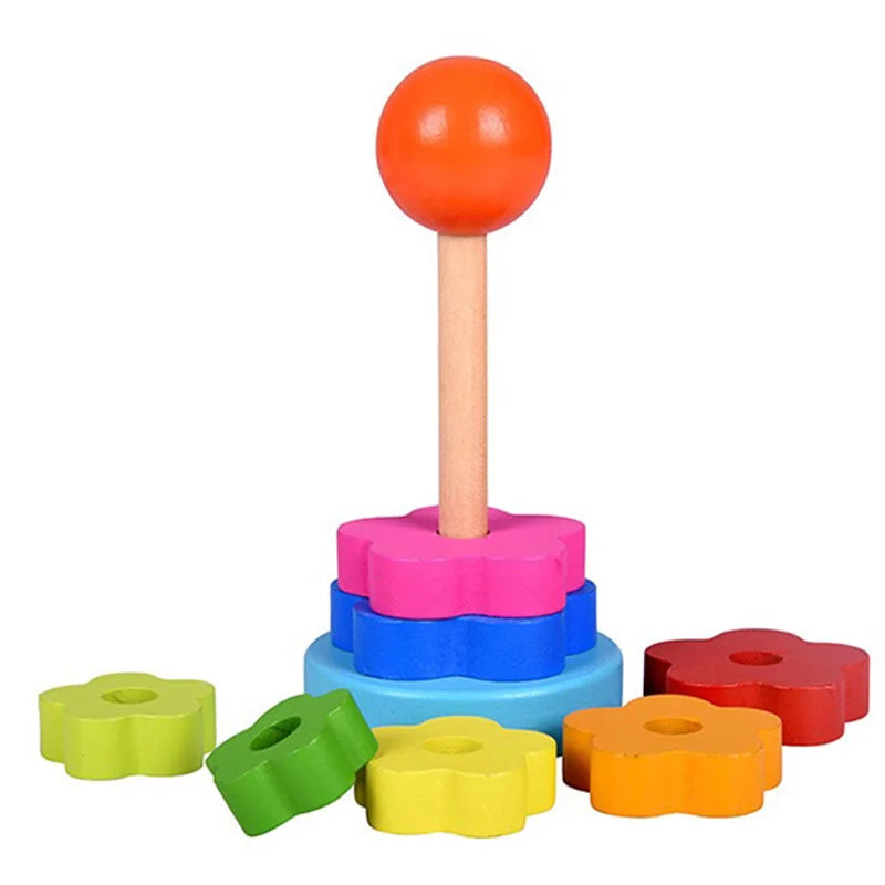 Colorful Wooden Rainbow Stacking Toy for Kids' Learning