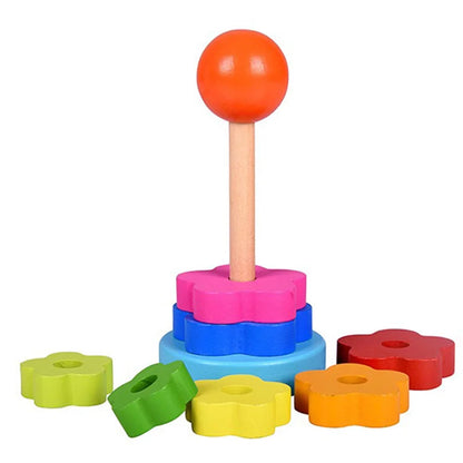 Colorful Wooden Rainbow Stacking Toy for Kids' Learning