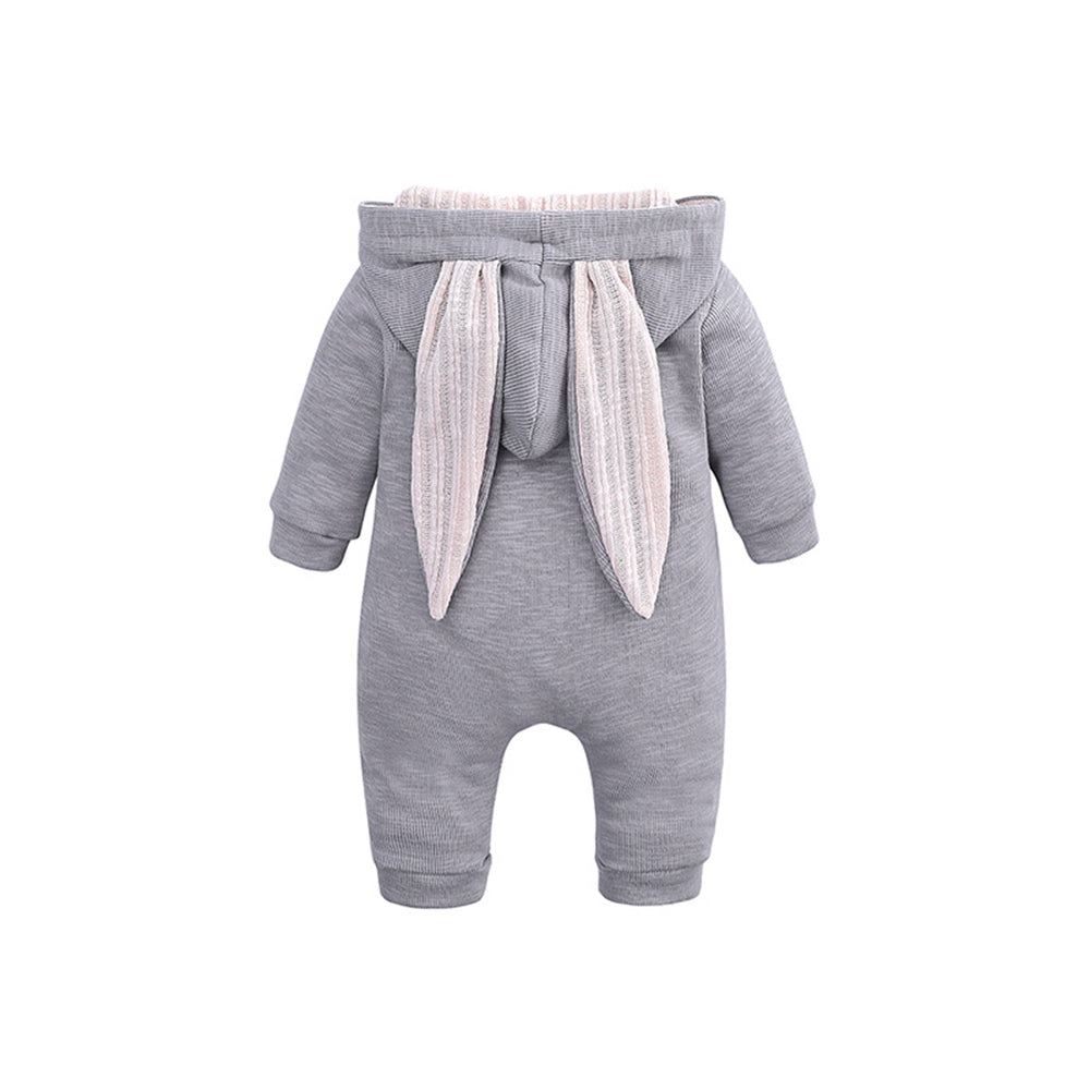 Rabbit Ears Hooded Baby Bodysuit with Zipper for Boys and Girls