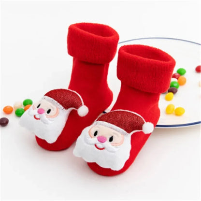 Non-slip Winter Socks for Newborns & Toddlers - Santa Design