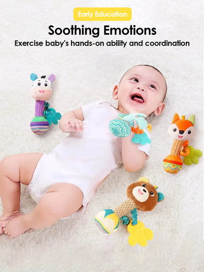 Interactive Plush Rattle Toy for Soothing Baby Gums