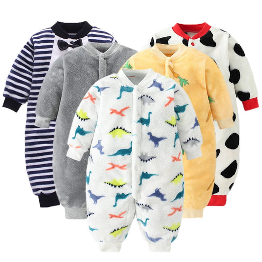 Soft Flannel Infant Jacket and Jumpsuit for Newborns 0-18 Months