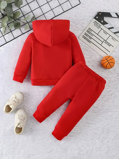 Baby Boy Fleece Hoodie and Pants Set with Crown Design