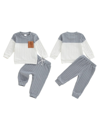 Toddler Boys Plush Pullover and Pants 2-Piece Winter Set