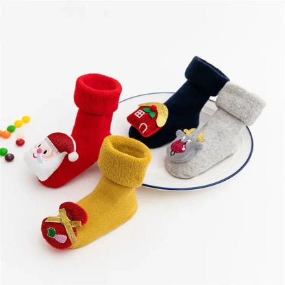 Non-slip Winter Socks for Newborns & Toddlers - Santa Design