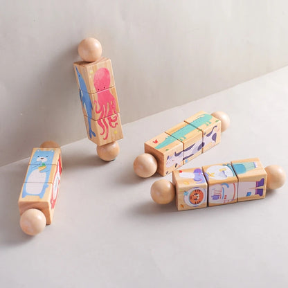 Wooden Montessori Musical Rattle Hand Bell for Babies