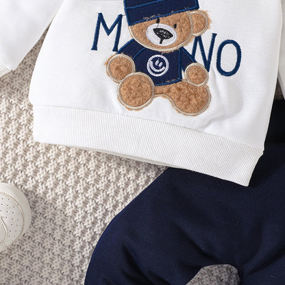 Casual Cartoon Bear Outfit for Infants 3-24 Months