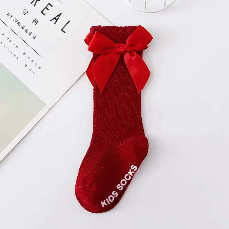 Red Bow Tie Knee High Socks for Infants and Toddlers