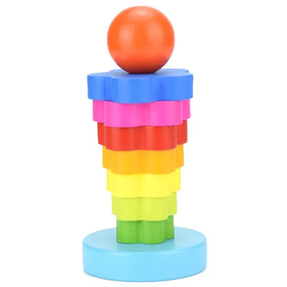 Colorful Wooden Rainbow Stacking Toy for Kids' Learning
