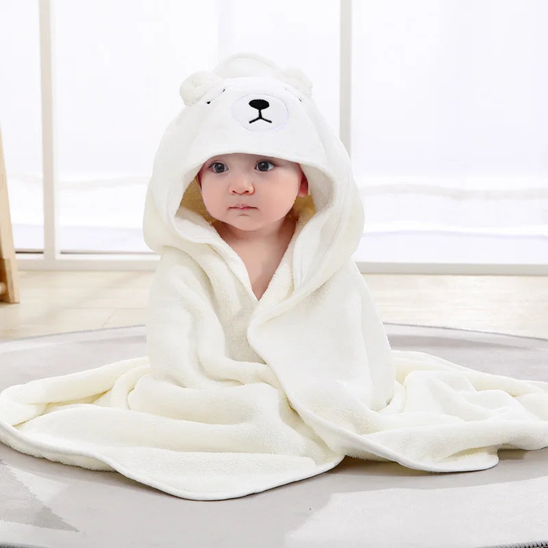 Weiche Baby-Badetuchdecke mit Kapuze und Cartoon-Tiermotiv