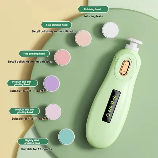 Electric Baby Nail Trimmer with 6 Grinding Heads for Infants