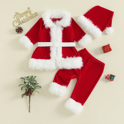 Kids Santa Costume Set for Christmas - Jacket, Pants, Hat