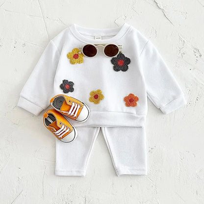 Floral Sweatshirt and Pants Set for Newborn Babies
