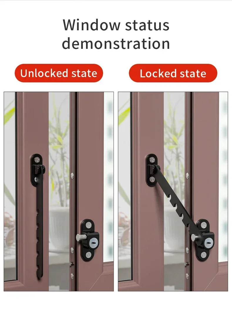 Adjustable Window Lock for Child Safety and Fall Prevention