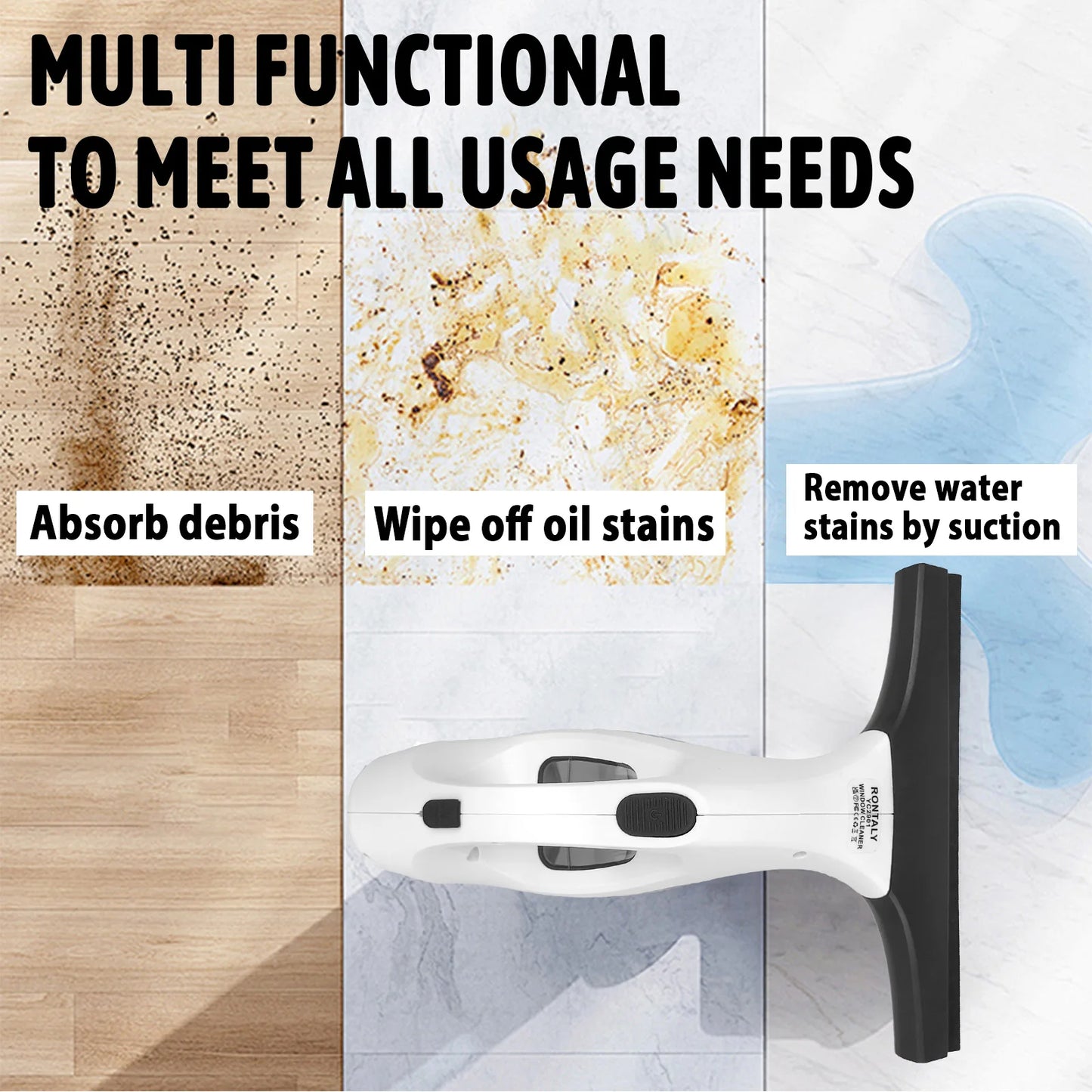 Cordless Electric Window Vacuum with Microfiber Cloth