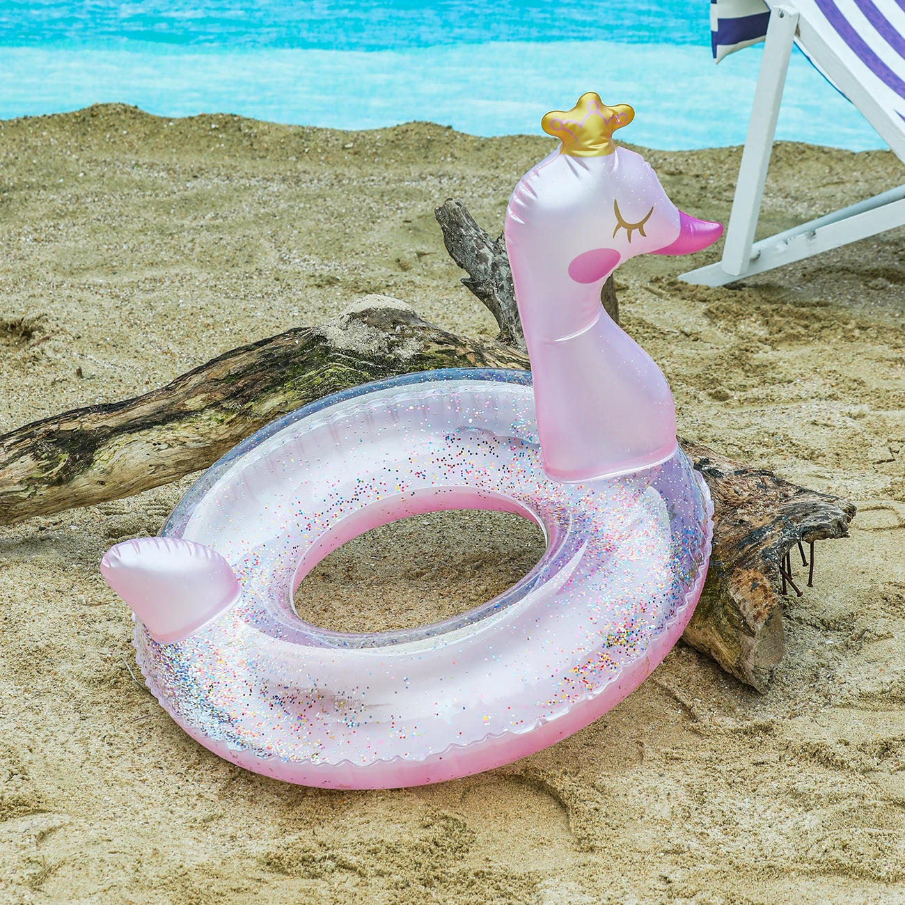 Crowned Swan Swim Ring for Pool and Beach Fun