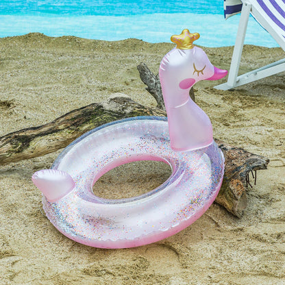 Crowned Swan Swim Ring for Pool and Beach Fun