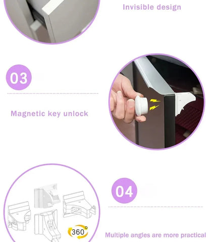 Invisible Magnetic Child Safety Locks for Cabinets and Drawers