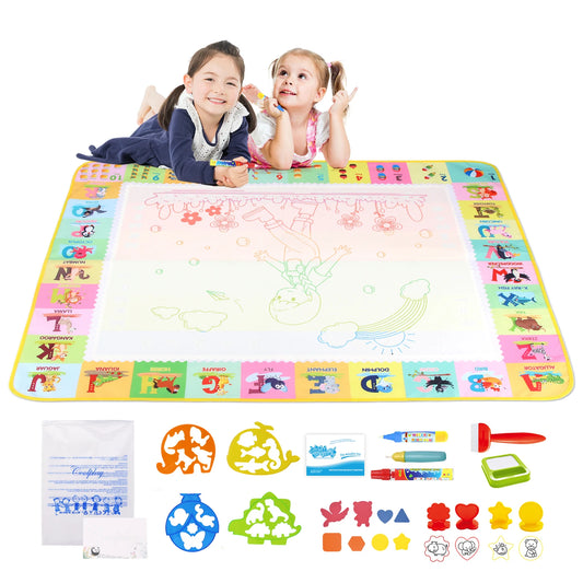 Water Drawing Mat for Kids with Reusable Magic Pens