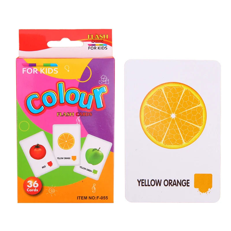 36 Pcs Animal Shape & Color Learning Cards for Kids