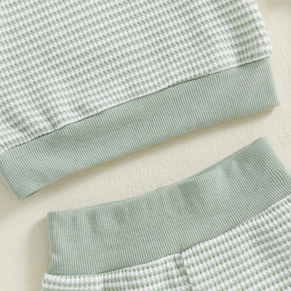 Toddler Boys' Duck Embroidery Long Sleeve Top & Striped Pants Set