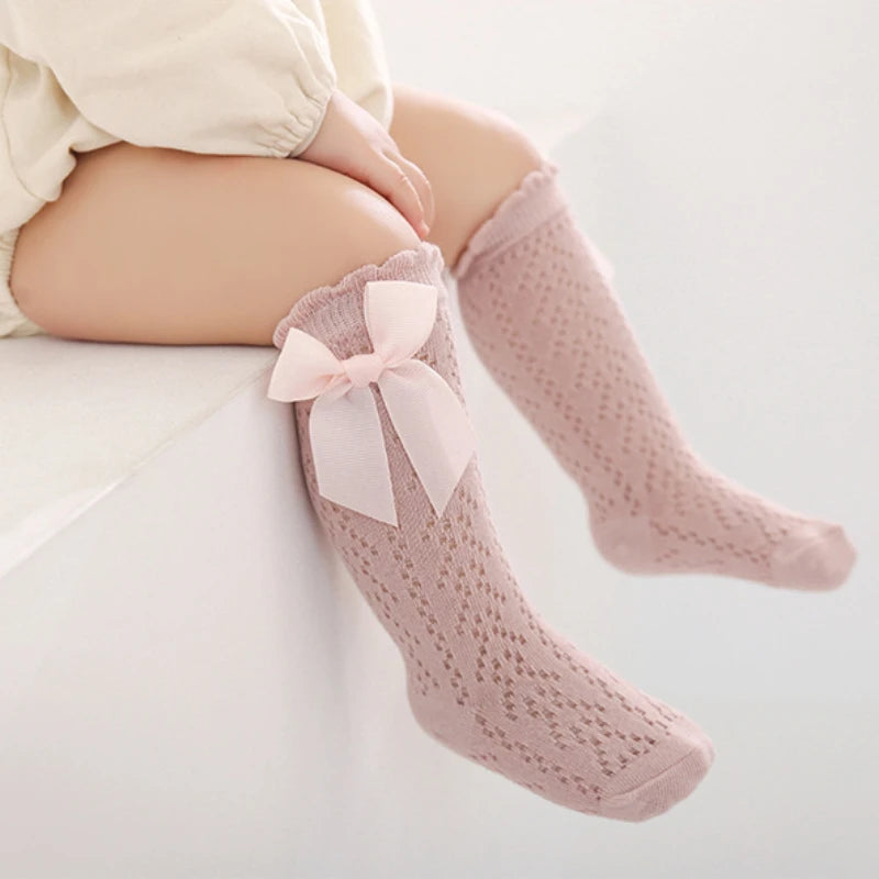 Cute Toddler Knee High Lace Bow Socks for Summer 0-3Y