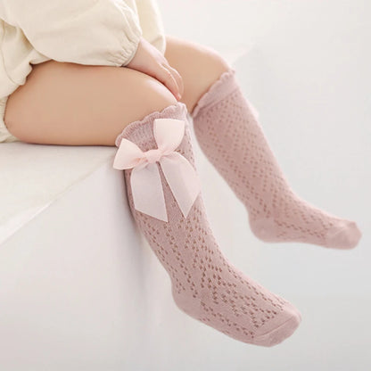 Cute Toddler Knee High Lace Bow Socks for Summer 0-3Y